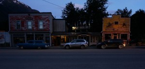 Stewart B.C. main street at sunset, shortly after 10PM